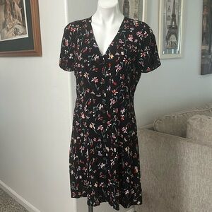 Madewell Black Floral Midi Dress